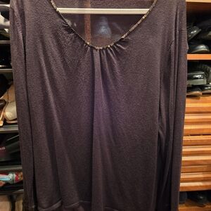 Brown Long Sleeve Top with Sequin Detail